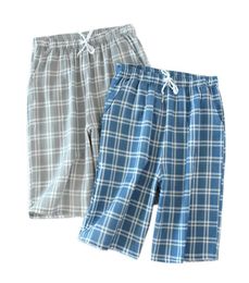Summer plaid short sleep bottoms men sleepwear pants soft 100 cotton home shorts men casual Pyjamas pants for male84878713960358