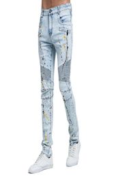 Men Fashion Biker Jeans New Design Strech Light Blue Skinny Jeans H01145291550