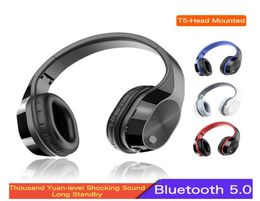 T5 Wireless Headphones Support TF Card 35mm Jack LED Light Bluetooth Headphones 9D Stereo Earphones Music Headsets With Mic15963822