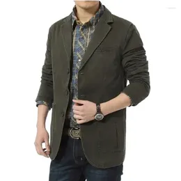 Men's Suits Men Blazer Spring Autumn Cotton Denim Jackets Business Casual Slim Fit Solid Color Outwear Male Coat M-5XL Selling