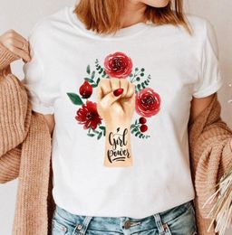 Skull flower landscape butterfly retro camera cartoon print fashion circle collar casual ladies white Tshirt short sleeves1231707