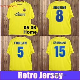 2005 2006 Villarreal Retro Soccer Jersey KROAMP FORLAN RIQUELME Home Short Sleeves Football Shirt