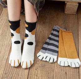 Women Fashion Lovely Cat Claw Coral Cooton Middle Stockings Socks 6 Pairs Cartoon Keep Warm lady Socks Christmas Gift 01427503963