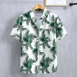 Men's Casual Shirts Hawaiian Shirt Men Summer Short Sleeve Plus Size 11XL Fashion Leaf Printing Male Big Clothes Mferlier