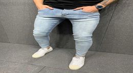 New Men039s Elastic Slim Jeans Casual Ripped Skinny Trousers Street Clothing Denim Man Elastic Waist Slim Fit Denim Pants X06211773887