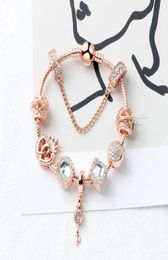 Magic Beads rose Gold Strands bracelet 925 Silver Love Key pendant as a Diy Jewellery gift5287864