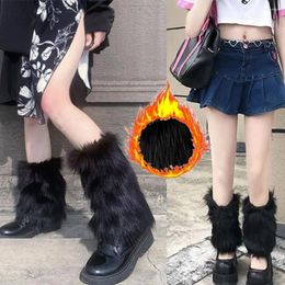 Women Socks Warm Boot Winter Furry Faux Fur Ankle Warmer Knee High Lolita Punk Girls