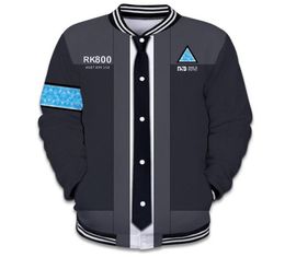 2018 New Game Game Detroit Become Human Connor baseball jacket Men Women detroit RK800 3D hoodie Sweatshirts Funny clothing9115089