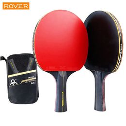 6 Star Table Tennis Racket 2PCS Professional Ping Pong Racket Set Pimples-in Rubber Hight Quality Blade Bat Paddle with Bag 240515