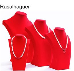 Selling Big red Velvet mannequin necklace Jewellery display stand portrait neck shelf Jewellery stand props3502628