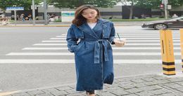 Denim Trench Coat For Women Autumn Loose Long Coat Women DoubleBreasted Loose Jeans Trench Coat Windbreaker Manteau Femme C5635 T7410122