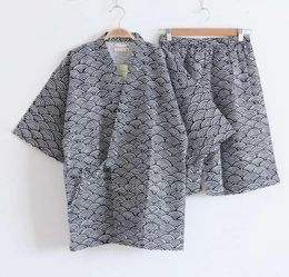 Set Pyjamas 2021 Summer for Men Japanese Traditional Kimono Yukata Top Shorts Clothing Pak Samurai Male Nightwear Bathing33561132611606