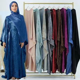 Ethnic Clothing Morocco Shiny Luxury Evening Dresses Eid Muslim Abaya Elegant Women Bat Sleeve Robe Modest Arab Islamic Kaftan Femme Dubai