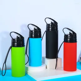 Water Bottles 1pc 600ml Portable Cup Reusable Foldable Drinking Bottle For Outdoor Lightweight Silicone Sports