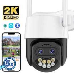 Wireless Camera Kits PTZ 2K 4MP WiFi Outdoor 5X Zoom Camera 1080P Automatic Human Detection Video Camera Security Monitoring Camera Supports iCsee J240518