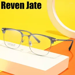 Sunglasses Frames Reven Jate 6130 Acetate Titanium Glasses Frame Men Retro Prescription Eyeglasses Women 2024 Vintage Myopia Optical Eyewear