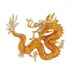 Brooches High-end Chinese Style Enamel Dragon Brooch Animal Pearl Lapel Pins For Women And Men Suit Collar Vintage Jewellery Year Gifts