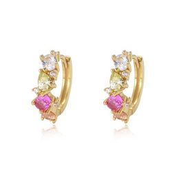 Stud Hot Selling Lovely Exquisite 925 Gold Earring Rainbow Silver Hoop Earring for Girls Q240517