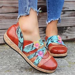 Casual Shoes Retro Classic Women's PU Leather Print Oxford Fashion Vintage Mixed Colors Ladies Flat Zapatos De Mujer