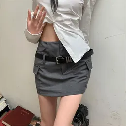 Skirts Women's High Waist Short Skirt Sexy Korea Fashion Girl Wrap Hip Mini With Belt Half Length Y2K Streetwear