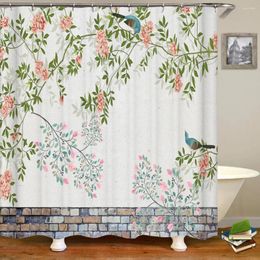 Shower Curtains Plants Leaves Flowers And Birds Printing Home Decoration Curtain Polyester Bathroom Waterproof With Hook 180x180