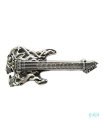 New Vintage Silver Plated Tattoo Skull Guitar Music Belt Buckle Boucle de ceinture BUCKLEMU024SL5149880