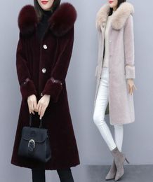 Sheep shearling coat women 2020 new slim long hooded fur grass composite one medium9300926