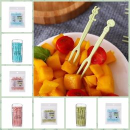 Forks 50pcs Plastic Animal Fruit Fork Mini Eco-friendly Material Double-toothed Desert Disposable Cake Kids