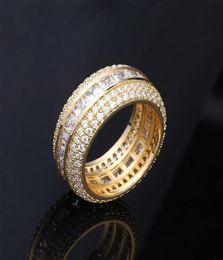 New Fashion 18k Gold White Gold Blingbling Cz Cubic Zirconia Full Set Finger Band Ring Luxury Hip Hop Diamond Jewellery Ring For M7242625