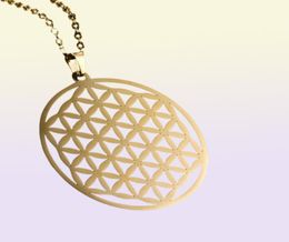 Chains Fashion Women Vintage Flower Of Life Pendant Sacred Geometry Silver Chain Necklace86319031611193