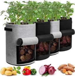 Planters Pots 3-size felt plant growth bag non-woven fabric garden potato pot greenhouse vegetable growth bag moisturizing vertical toolQ240517