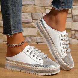 Casual Shoes Slippers For Women Sneakers Crystal Half Flat Platform Elegant Women's Loafers Couple Bling Luxury Sandals 43