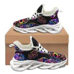 Casual Shoes INSTANTARTS Lightweight Non-Slip Sneakers Flower Skull Print Mesh Platform For Women Outdoor Cushion Footwear