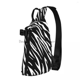 Backpack Tiger Print Chest Bags Men Black And White Stripes Shoulder Bag Retro High School Crossbody Trip Workout Sling