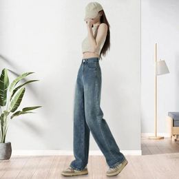 Women's Pants Lady Jeans Two Side Pockets Trousers Retro High Waist Wide Leg Gradient Color Loose Stylish Streetwear For Women
