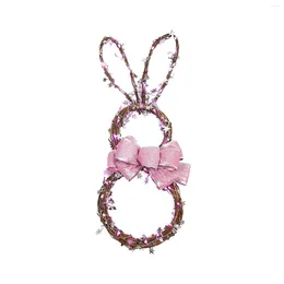 Decorative Flowers Easter Bow Wreath With Ribbon And Light For Front Door Wall Home