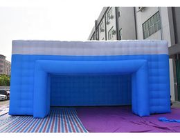 wholesale Outdoor customized Any size 10mWx8mx3.5mH blue inflatable selling booth cube stand circus tent with air blower for party and brand promotion events