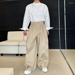 Men's Pants Heavyweight Design Pleated Loose Casual Wide Leg Cargo Men Japanese Korean Streetwear Fashion Baggy Trousers