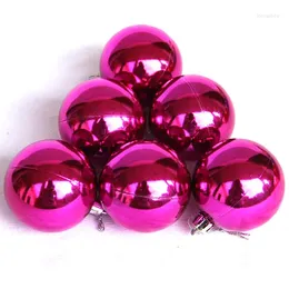 Decorative Figurines 4cm Shining Christmas Baubles Round Balls Tree Party Ornament - Pcs/set (Rosy)