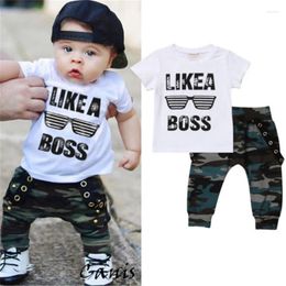 Clothing Sets 0-36months Baby Boy Camouflage 3pcs Clothes Set Short Sleeve Letters Glasses T-Shirt Long Pants Infant Boys Outfits