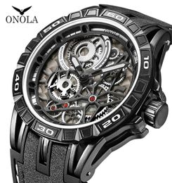 ONOLA brand cool quartz watch male Fashion casual Sport Unique dial Mens Watch Japan Movement military all Black Watch young man1871191