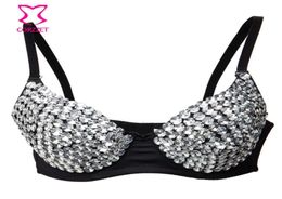 Nightclub Dance Party Wear Silver Diamond Crystal Gem Beading Soutien Gorge Sexy Bra Push Up Bralette Top Encaje Brassiere Femme X6139689