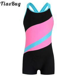 Kids Girls One-piece Swimsuit Sleeveless Keyhole Back Colour Block Rash Guard Beach Surfing Bathing Suit Swimwear Sportswear 240518