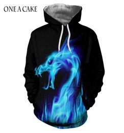 ONE A CAKE Fashion Hoodies Menwomen 3d Sweatshirts Print Fire Dragon Hooded Hoodies Snake Sweatshirts Unisex Pullovers3240203