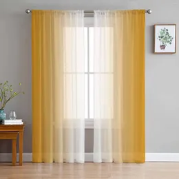 Curtain Orange White Gradient Sheer Curtains For Living Room Decoration Window Kitchen Tulle Voile Organza