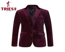 TRIES 2018 Brand Clothing Men 100Cotton Suit Blazer Slim Fit Masculine Blazer Casual Solid Colr Male Suits Jacket5448113