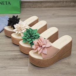 Slippers Women Platform Wedges Sandals Fashion Flower Shoes High Heel Heeled Zapatos De Mujer