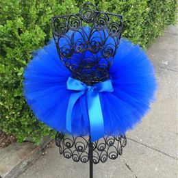 Cute Girls Royal Blue Tutu Skirts Baby Fluffy Tulle Dance Pettiskirts Tutus with Big Ribbon Bow Kids Party Costume Skirts Cloth 240515