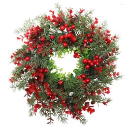 Decorative Flowers Winter Christmas Berry Wreath Hanging Pendant Artificial Garland Porch Home Party Door Decoration Xmas