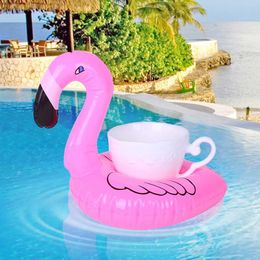 Sand Play Water Fun Mini inflatable cup holder beverage cup flamingo bar coaster swimming pool garden floating swimming pool toy party decoration Q240517